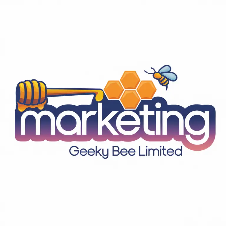 Geeky Bee Limited marketing logo with honeycomb and bee