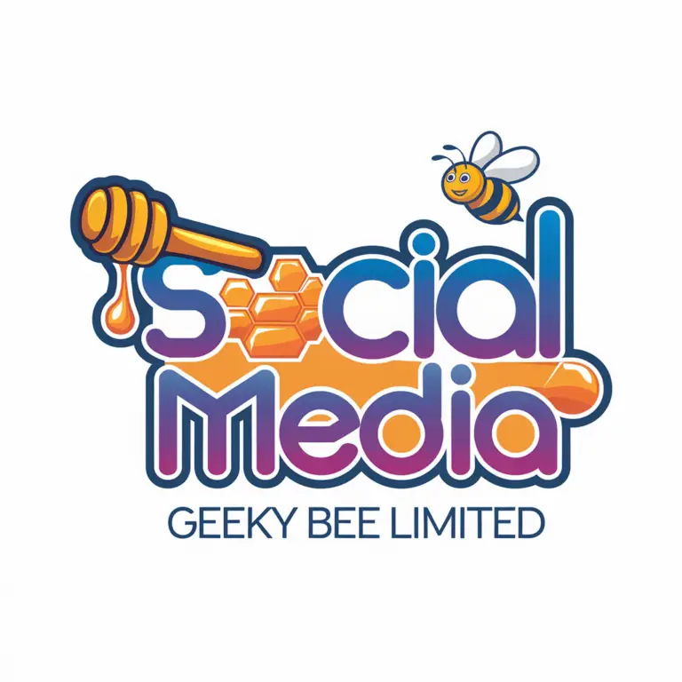 Logo for Social Media Geeky Bee Limited with honey